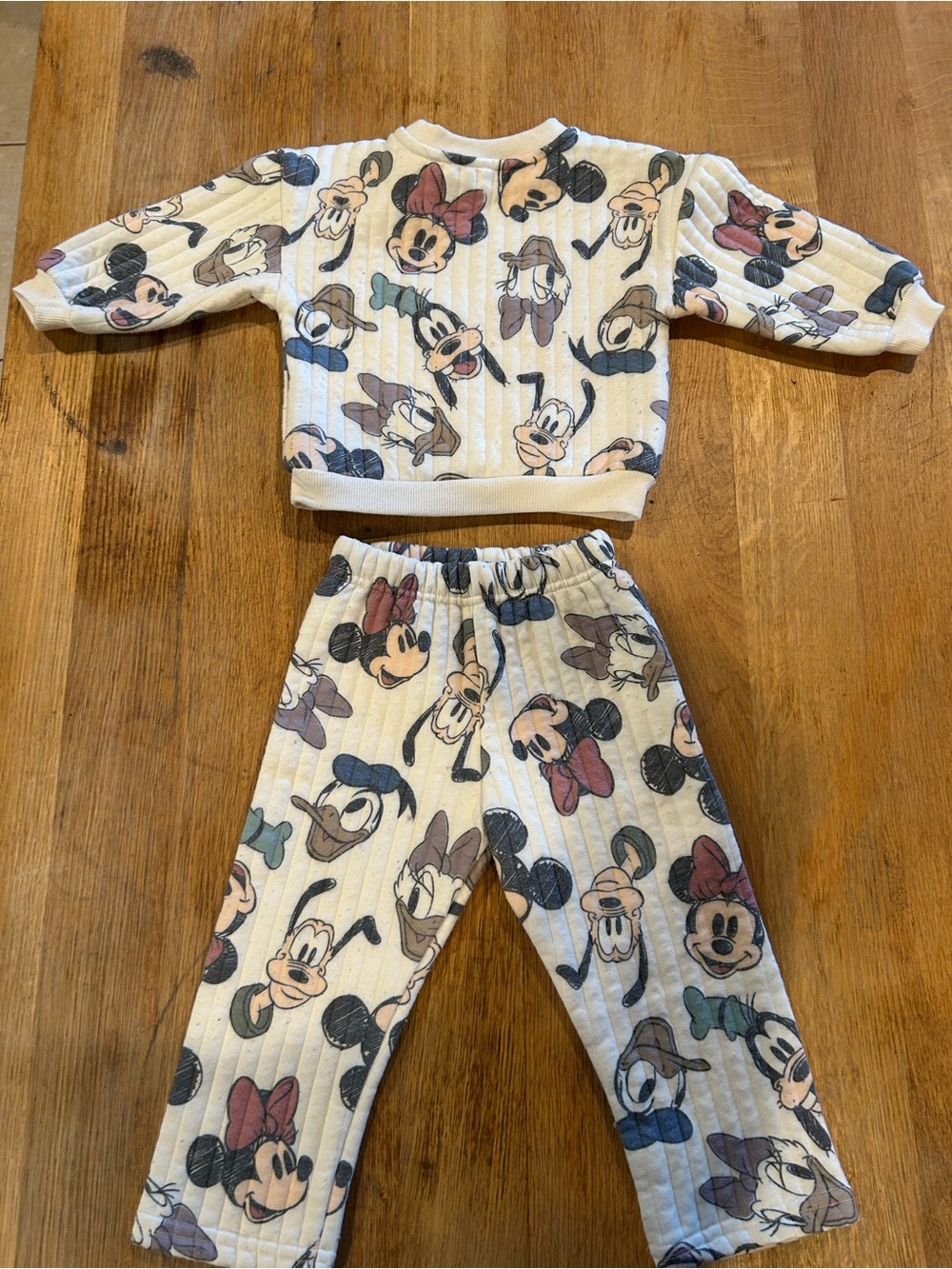 Disney Cream Quilted Mickey & Friends Sweatshirt and Pants Set